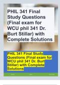 PHIL 341 Final Study Questions (Final exam for WCU phil 341 Dr. Burt Stillar) with Complete Solutions