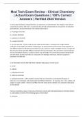 Med Tech Exam Review - Clinical Chemistry  {Actual Exam Questions} 100% Correct Answers Verified 2024 Version