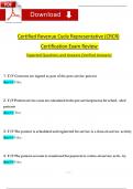 Certified Revenue Cycle Representative - CRCR Certification Exam Review (2024 / 2025) Questions and Answers (Verified Revised Full Exam)