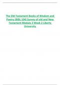 The Old Testament Books of Wisdom and  Poetry (BIBL 104) Survey of old and New  Testament Module 2 Week 2 Liberty  University