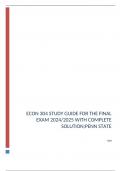 ECON 304 STUDY GUIDE FOR THE FINAL EXAM 2024/2025 WITH COMPLETE SOLUTION;PENN STATE