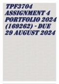 TPF3704 Assignment 4 PORTFOLIO 2024 (169262) - DUE 29 August 2024