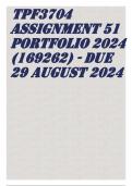 TPF3704 Assignment 51 PORTFOLIO 2024 (169262) - DUE 29 August 2024