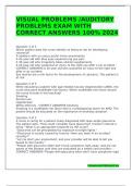 VISUAL PROBLEMS /AUDITORY PROBLEMS EXAM WITH CORRECT ANSWERS 100% 2024