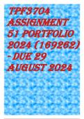 TPF3704 Assignment 51 PORTFOLIO 2024 (169262) - DUE 29 August 2024