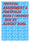 TPF3704 Assignment 4 PORTFOLIO 2024 (169262) - DUE 29 August 2024