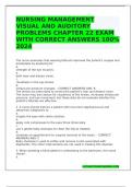 NURSING MANAGEMENT VISUAL AND AUDITORY PROBLEMS CHAPTER 22 EXAM WITH CORRECT ANSWERS 100% 2024