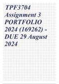 TPF3704 Assignment 4 PORTFOLIO 2024 (169262) - DUE 29 August 2024