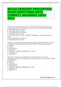 NCLEX SENSORY PERCEPTION EXAM QUESTIONS WITH CORRECT ANSWERS 100%  2024