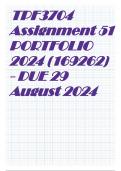 TPF3704 Assignment 51 PORTFOLIO 2024 (169262) - DUE 29 August 2024