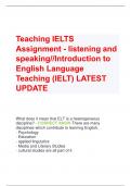 Teaching IELTS  Assignment - listening and  speaking//Introduction to  English Language  Teaching (IELT) LATEST  UPDATE