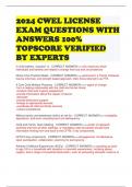 2024 CWEL LICENSE EXAM QUESTIONS WITH ANSWERS 100% TOPSCORE VERIFIED BY EXPERTS