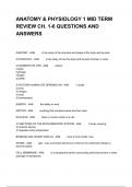 ANATOMY & PHYSIOLOGY 1 MID TERM REVIEW CH. 1-6 QUESTIONS AND ANSWERS