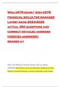 Wgu d076 exam/ wgu d076 financial skills for manager latest exam 2024-2025 actual 350 questions and correct detailed answers (verified answers)| graded a+