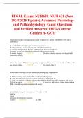 FINAL Exam: NUR631/ NUR 631 (New 2024/2025 Update) Advanced Physiology and Pathophysiology Exam| Questions and Verified Answers| 100% Correct| Graded A- GCU