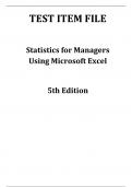 Test Item File- Practice Test - Statistics for Managers Using Excel,Levine,5e 