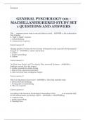 GENERAL PYSCHOLOGY 001 - MACMILLANHIGHERED STUDY SET 1 QUESTIONS AND ANSWERS