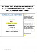 MATERNAL AND NEWBORN TESTBANK WITH DETAILED ANSWERS (GRADED A+) |COMPLETE QUESTIONS ALL WITH RATIONALE