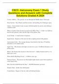 CSCC- Astronomy Exam 1 Study Questions and Answers with Complete Solutions Graded A 2024