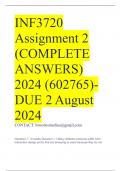 INF3720 Assignment 2 (COMPLETE ANSWERS) 2024 (602765)- DUE 2 August 2024