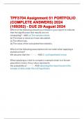 TPF3704 Assignment 51 PORTFOLIO  (COMPLETE ANSWERS) 2024  (169262) - DUE 29 August 2024 