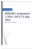 RSK4801 Assignment 2 2024 - DUE 12 July 2024