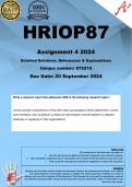 HRIOP87 Assignment 4 (COMPLETE ANSWERS) 2024 (875210) - DUE 20 September 2024