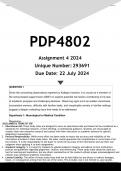 PDP4802 Assignment 4 (ANSWERS) 2024 - DISTINCTION GUARANTEED