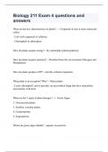 Biology 211 Exam 4 questions and answers