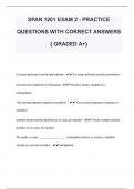SPAN 1201 EXAM 2 - PRACTICE  QUESTIONS WITH CORRECT ANSWERS  { GRADED A+} 