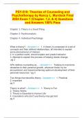 PSY-510: Theories of Counseling and Psychotherapy by Nancy L. Murdock Final 2024 Exam 1 (Chapter. 1,2, & 4) Questions and Answers 100% Pass