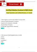 Certified Medical Assistant Exam (2024 / 2025) Actual Questions and Verified Answers / A+ Grade