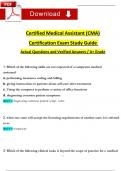 Certified Medical Assistant Certification Exam Study Guide Questions and Revised Correct Answers (2024 / 2025) 100% Guarantee Pass