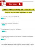 Certified Medical Assistant Exam Study Guide 200+ Questions and Revised Correct Answers (2024 / 2025) 100% Guarantee Pass