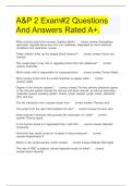 A&P 2 Exam#2 Questions And Answers Rated A+.