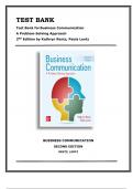 TEST BANK FOR Business Communication (A Problem-Solving Approach) 2nd Edition Kathryn Rentz, Paula Lentz (CHAPTERS 1-14)