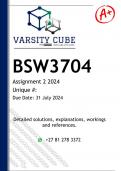 BSW3704 Assignment 2 (DETAILED ANSWERS) 2024 - DISTINCTION GUARANTEED