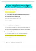 Biology 1001 LSU Hrincevich Exam 3 Questions and Answers Already Passed