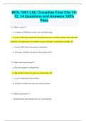 BIOL 1001 LSU Crousillac Final Chs 10- 12, 14 Questions and Answers
