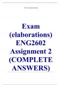 Exam (elaborations) ENG2602 Assignment 2 (COMPLETE ANSWERS) 2024 (675748) - DUE 1 July 2024 •	Course •	Theory, Style and Poetics (ENG2602) •	Institution •	University Of South Africa •	Book •	Poetics and Literary Theory of T. S. Eliot ENG2602 Assignment 2 