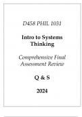 WGU D458) PHIL 1031 Intro to Systems Thinking Comprehensive FA Review Q & S 2024