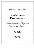 (WGU D398) HLTH 2422 Intro to Pharmacology Comprehensive OA Review Q & S 2024.