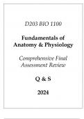 (WGU D203) BIO 1100 Fundamentals of Anatomy & Physiology Comprehensive FA Review Q & S 2024.