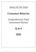 (WGU D616) HLTH 3550 Consumer Behavior Comprehensive FA Review Q & S 2024