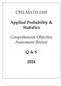 (WGU C955) MATH 1101 Applied Probability & Statistics Comprehensive OA Review Q & S 2024.