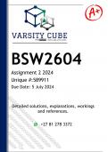 BSW2604 Assignment 2 (DETAILED ANSWERS) 2024 - DISTINCTION GUARANTEED