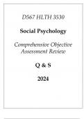 (WGU D567) HLTH 3530 Social Psychology Comprehensive OA Review Q & S 2024.