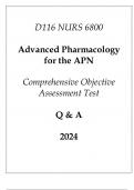 (WGU D116) NURS 6800 Advanced Pharmacology for the APN Comprehensive OA Test Q & A 2024.