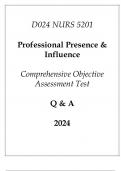 (WGU D024) NURS 5201 Professional Presence & Influence Comprehensive OA Test Q & A 2024.