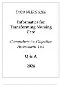 (WGU D029) NURS 5206 Informatics for Transforming Nursing Care Comprehensive OA Test Q & A 2024